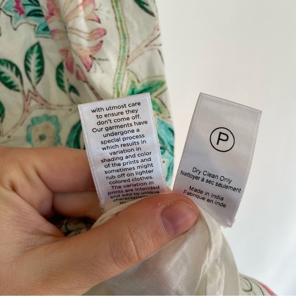 Hemant and Nandita Cotton High Waist Printed Midi Skirt Slit Tiered Colorful XS - Picture 10 of 13